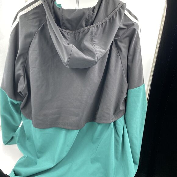 Adidas Windbreaker Jacket Mens 3-Stripe Full Zip Green Vented Size XL - Picture 4 of 6